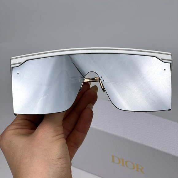 Dior DIORCLUB M1U 51A4 BRAND NEW Sunglasses White Mirror Unisex Oblique Mask - Picture 2 of 13